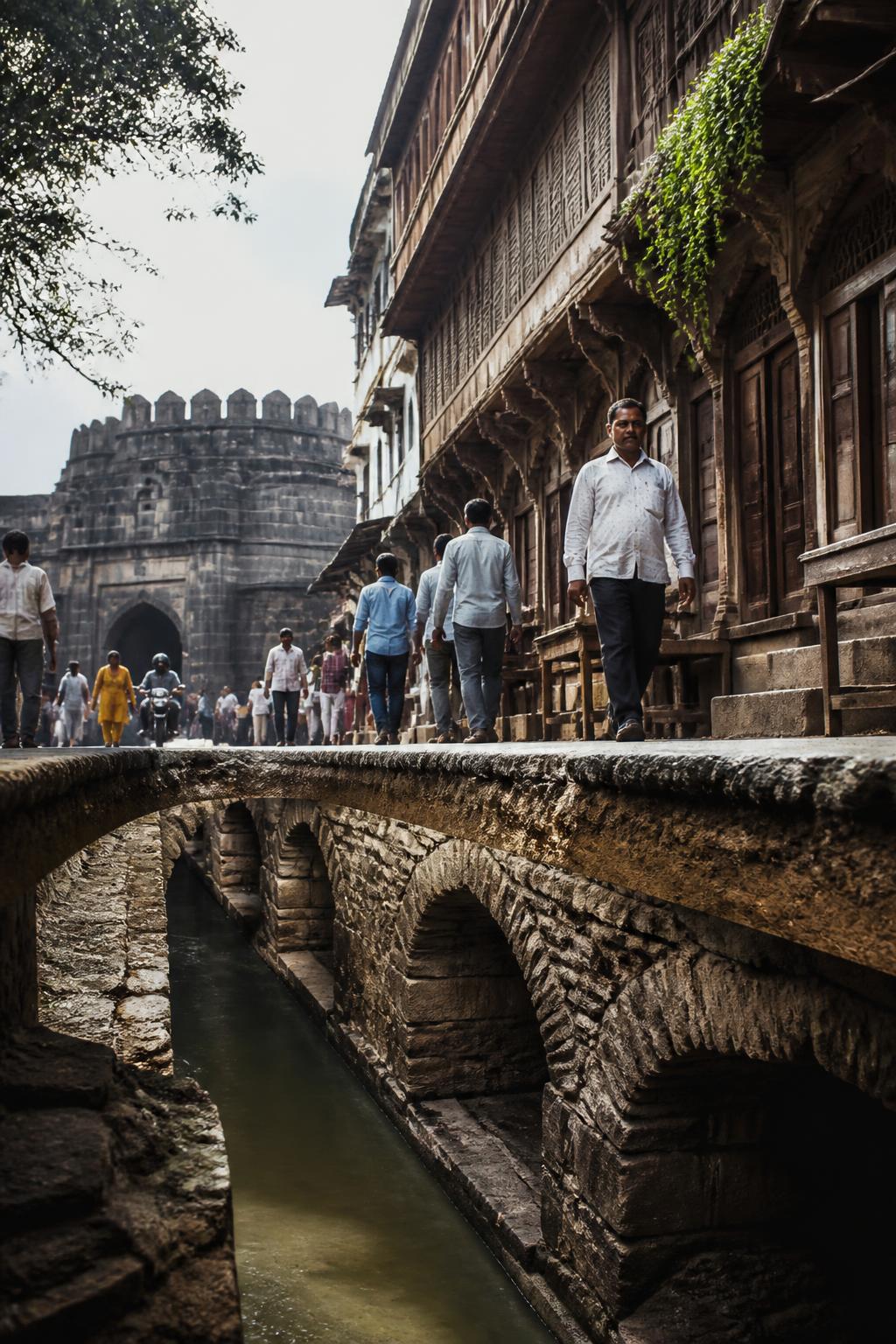 Pune’s historic streets above surviving underground water infrastructure.