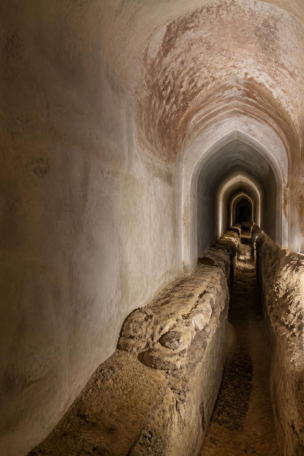 An arched historic water tunnel uncovered beneath Chhoti Chaupar.