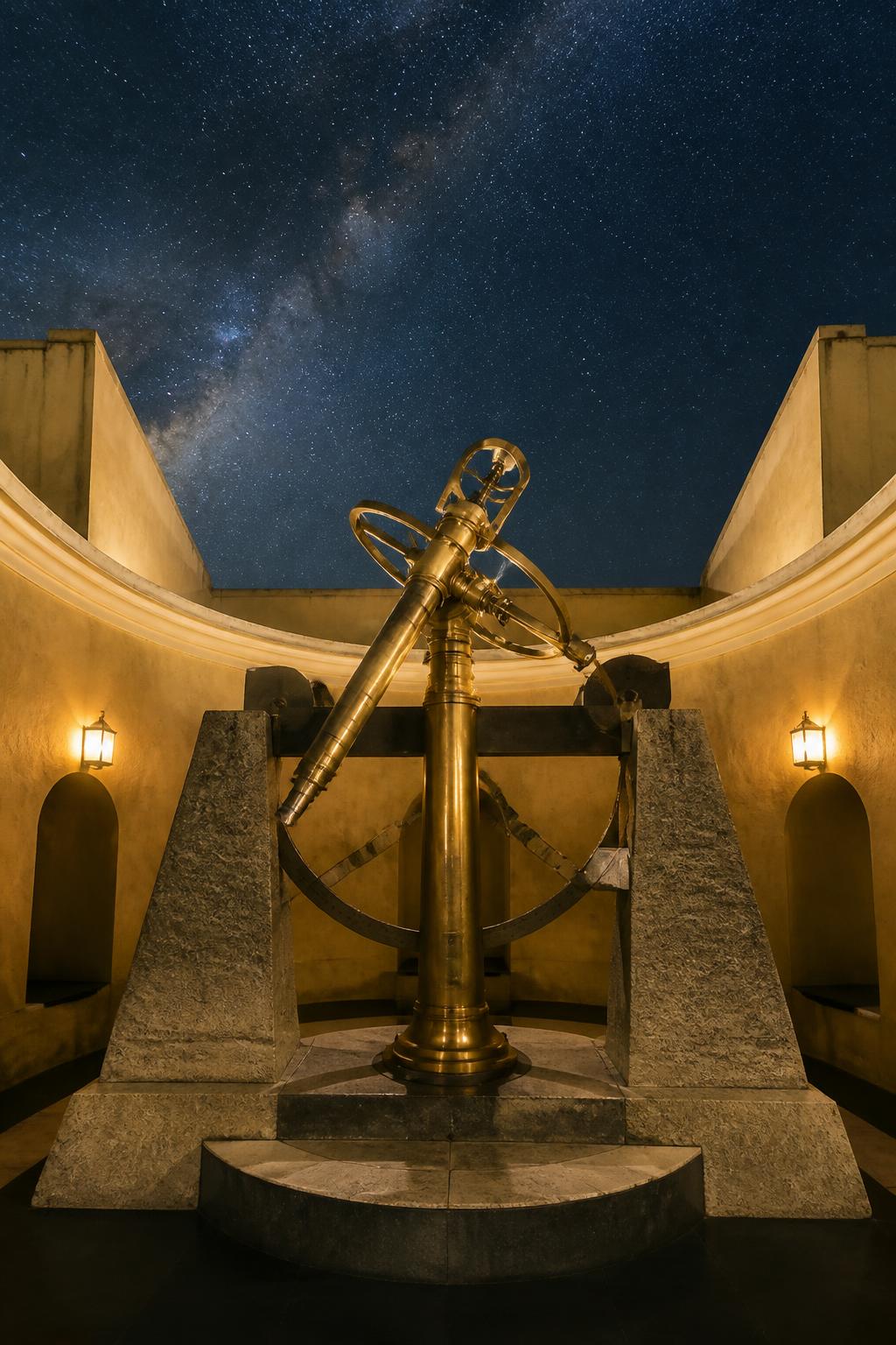 A historic transit instrument used for precise astronomical observations.