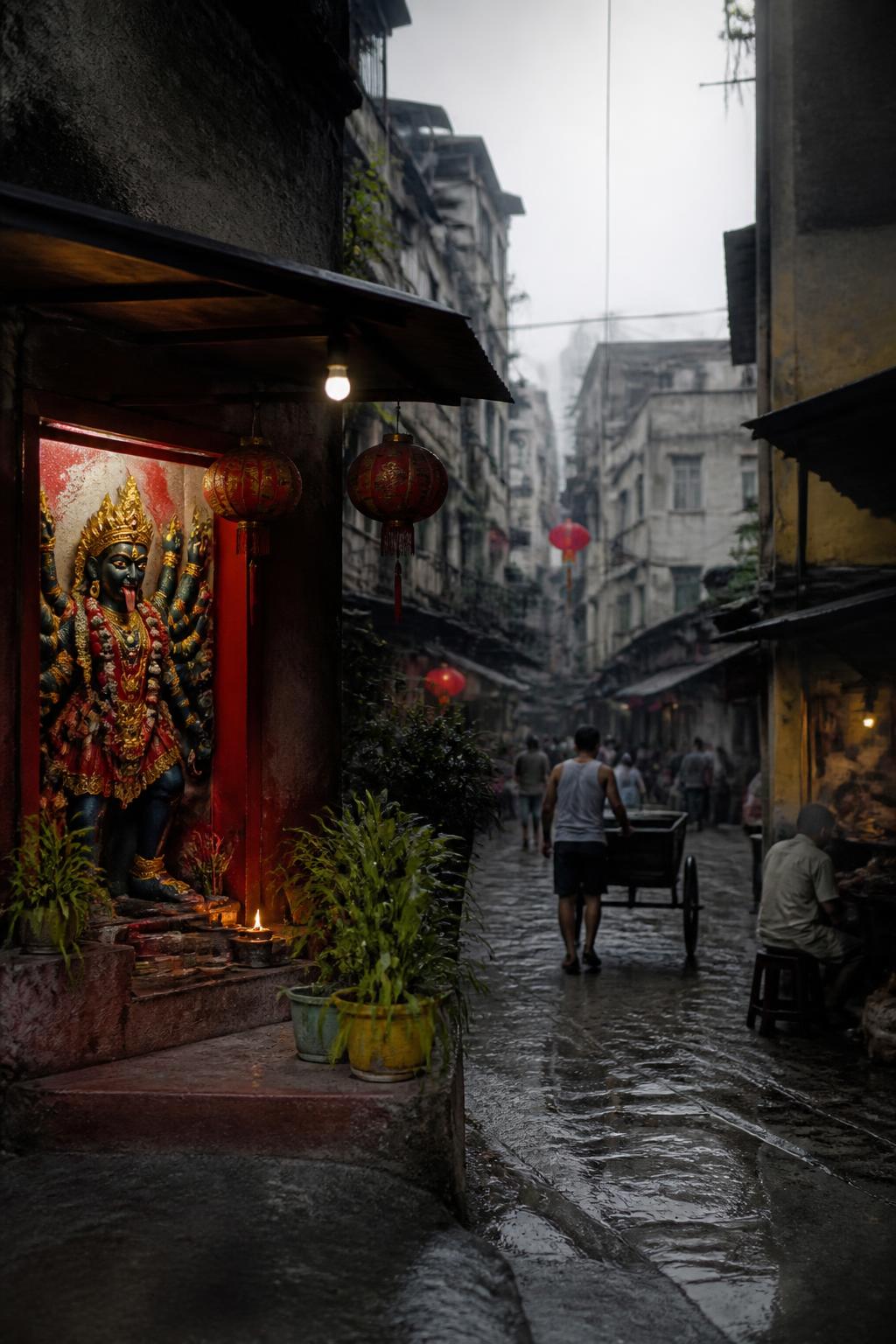 A Tangra street showing Kolkata’s Chinese neighbourhood character.