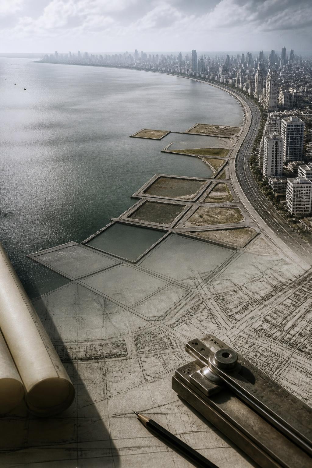 A visual reconstruction of the planned Back Bay reclamation scheme.