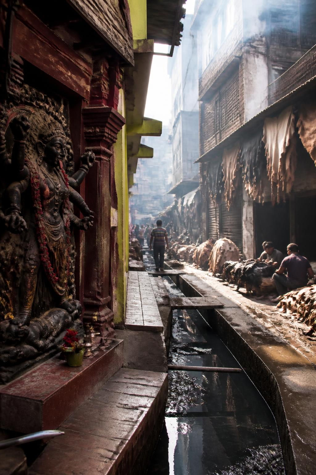 A Tangra lane showing the industrial and neighbourhood character of Kolkata’s newer Chinatown.