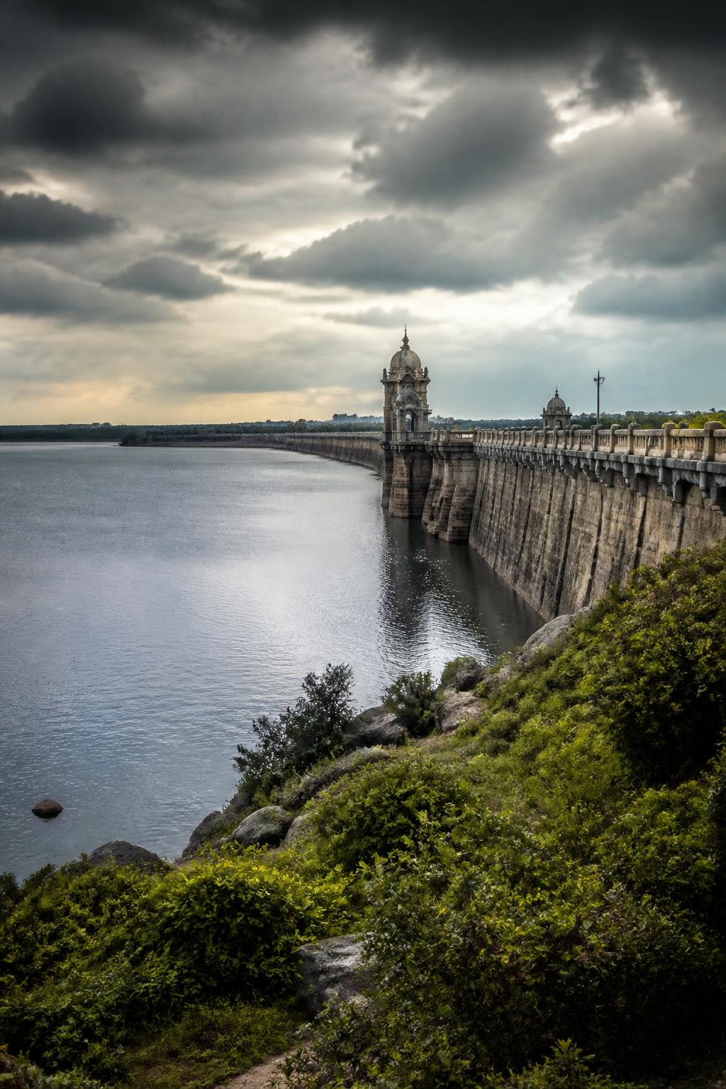 A broad reservoir landscape representing Osman Sagar and Himayat Sagar near Hyderabad.