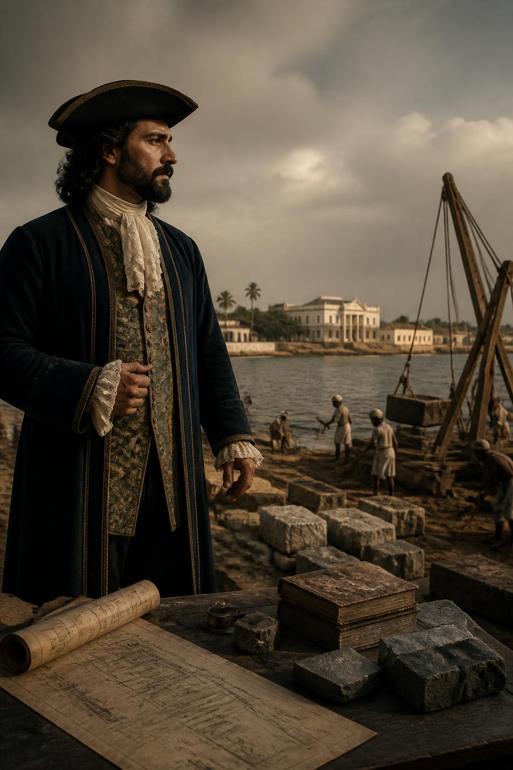A historically grounded visual evoking Coja Petrus Uscan, the Armenian merchant who funded the bridge.
