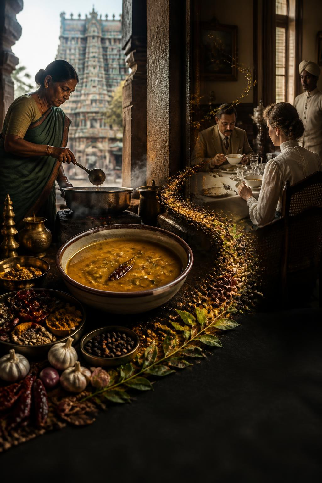 A bowl of soup visually connecting Chennai and Britain.