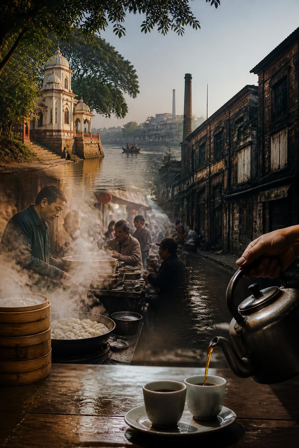 A visual connection between Achipur, Tiretta Bazaar and Tangra in Kolkata.