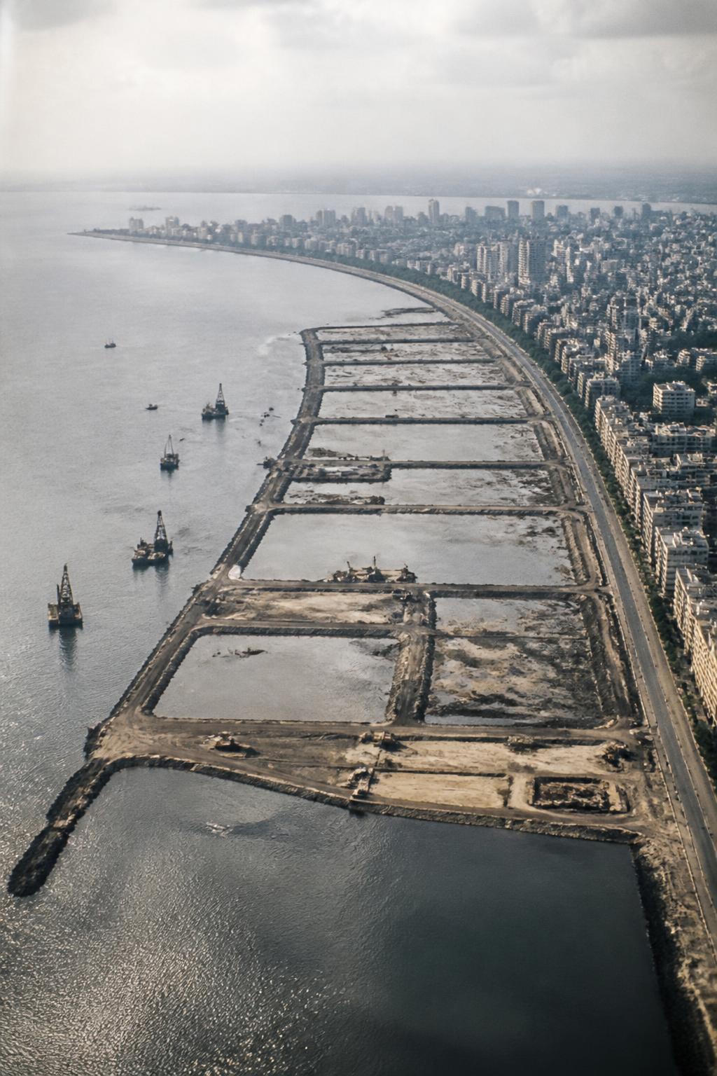 Geometric reclaimed plots extending into Back Bay beside Bombay.