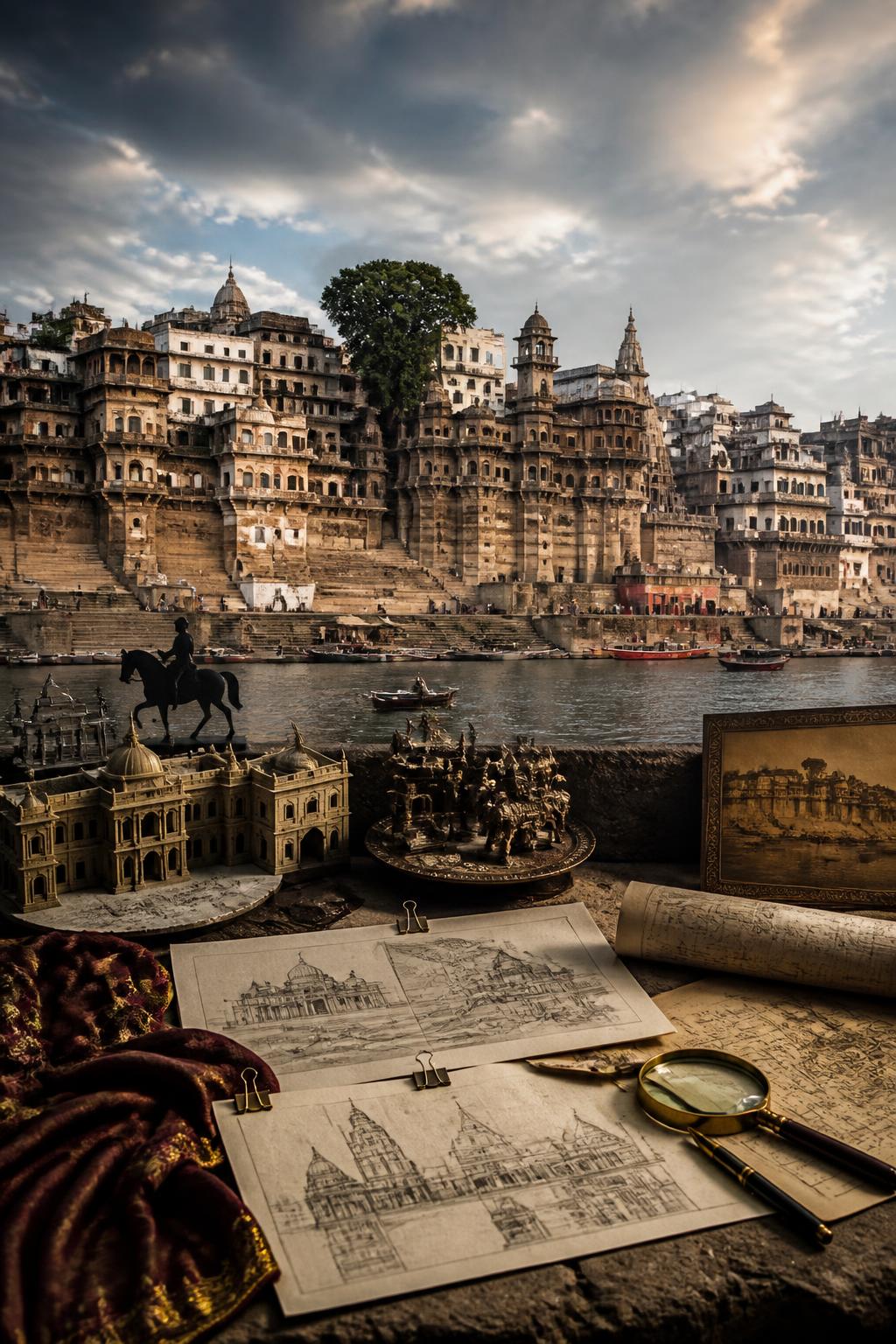 Varanasi’s riverfront reflects patronage from many regions of India.